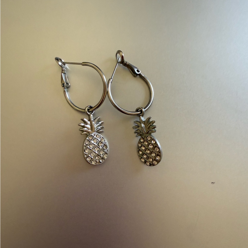 Silver Pineapple Dangle Earrings